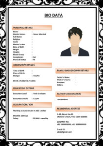 Marriage Biodata for Christian Brides/Grooms (Download Word .docx)