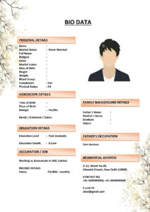 Marriage Biodata for Creative Professionals (Download Word .docx)
