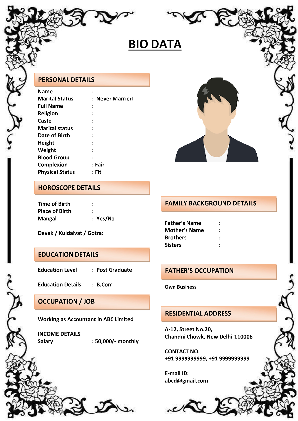 Marriage Biodata for Fashion Bloggers