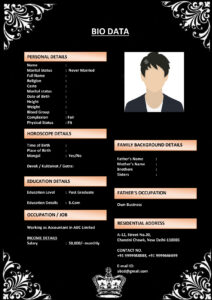 Marriage Biodata for Government Employee (Download Word .docx)