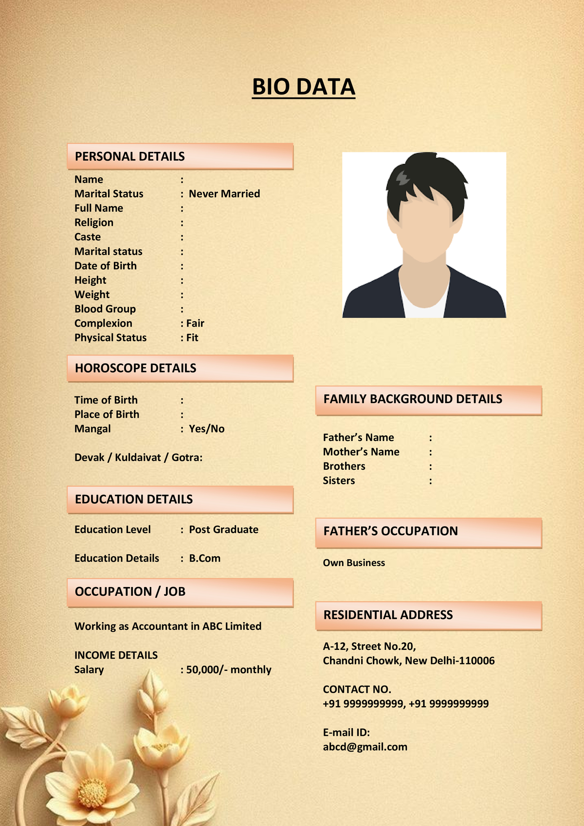 Marriage Biodata for Hindi-Speaking Families