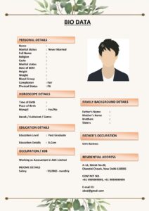 Marriage Biodata for Medical Professionals (Download Word .docx)