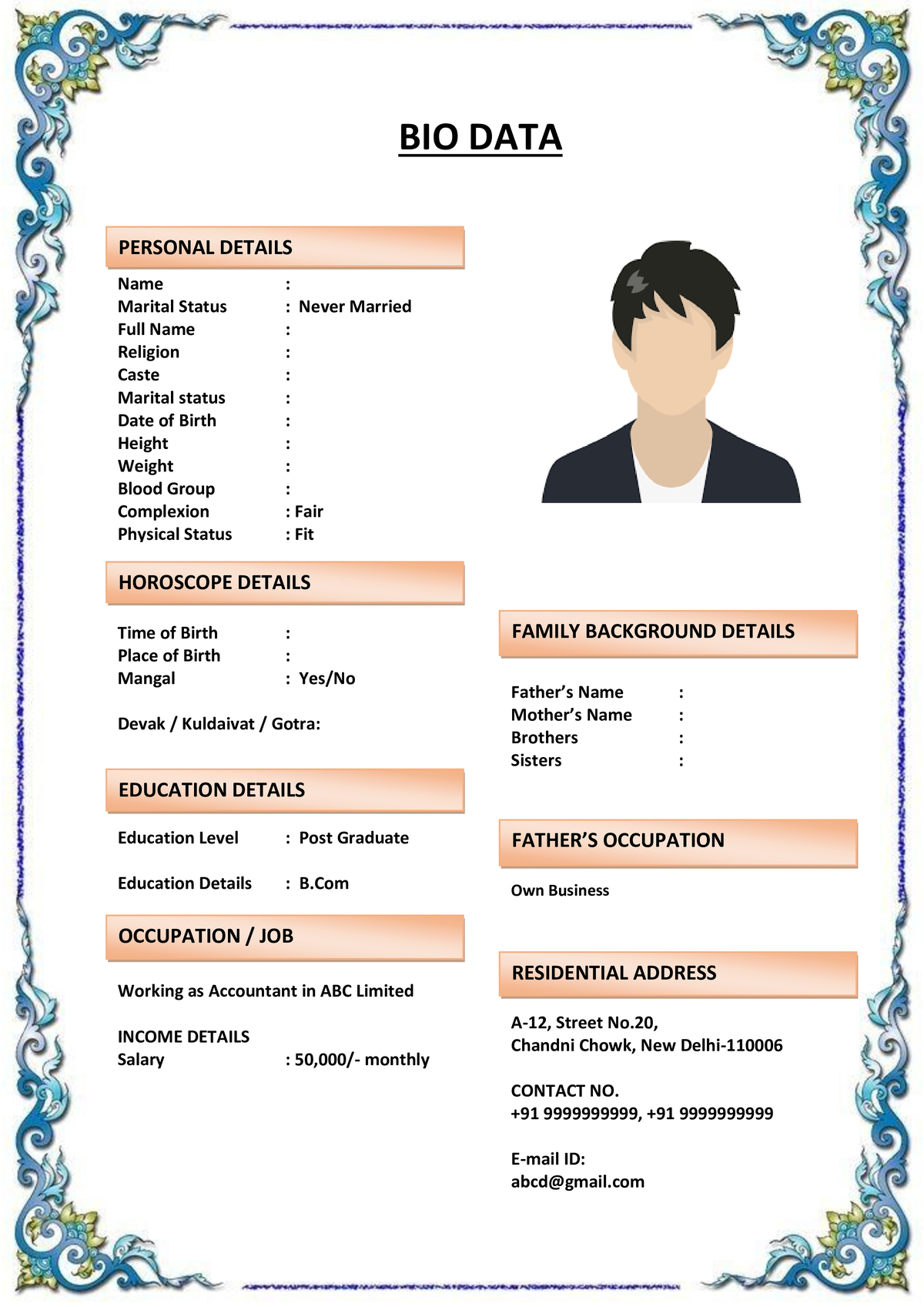 Marriage Biodata for NRIs