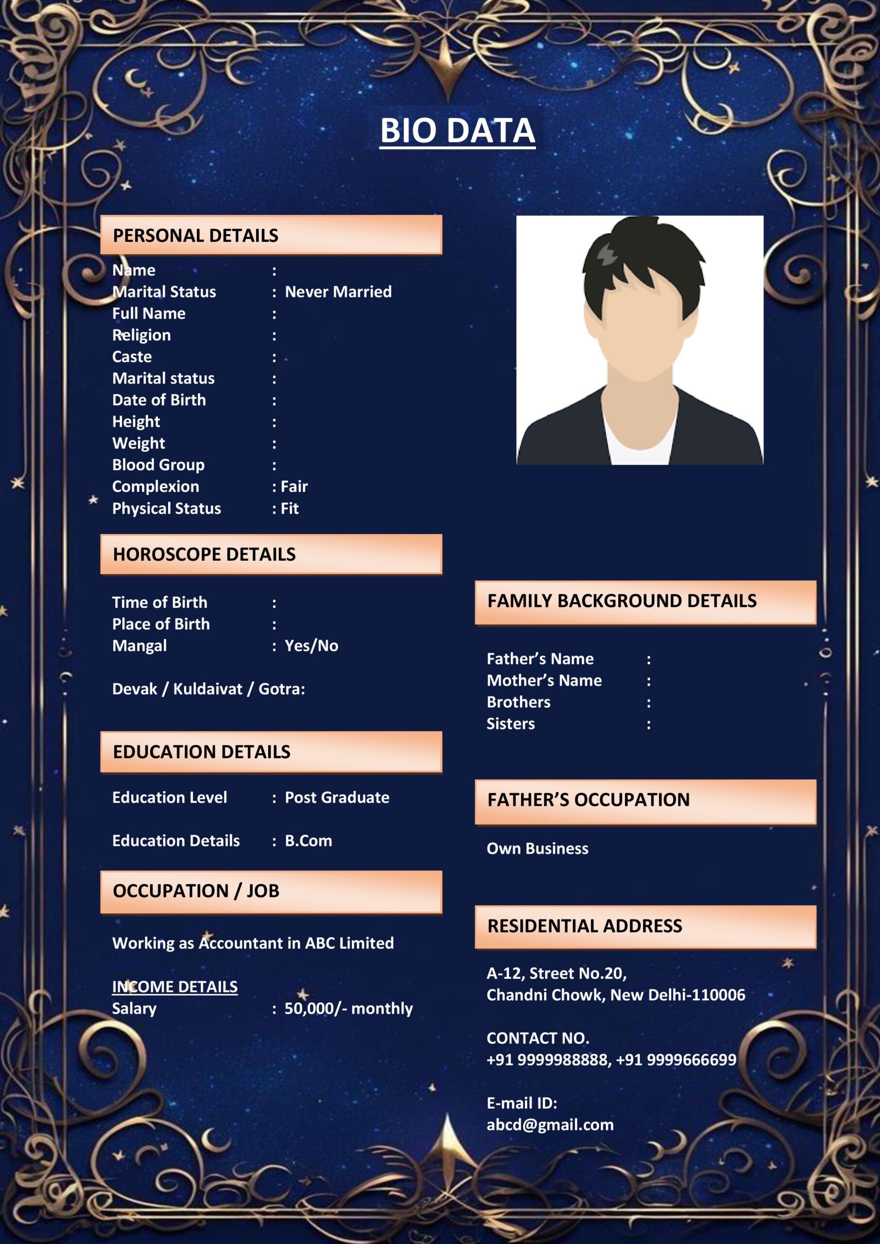 Marriage Biodata for Private Job Holder