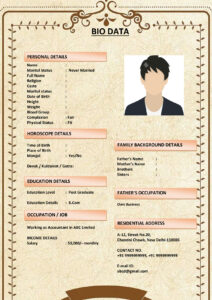 Marriage Biodata for Widows/Widowers (Download Word .docx)
