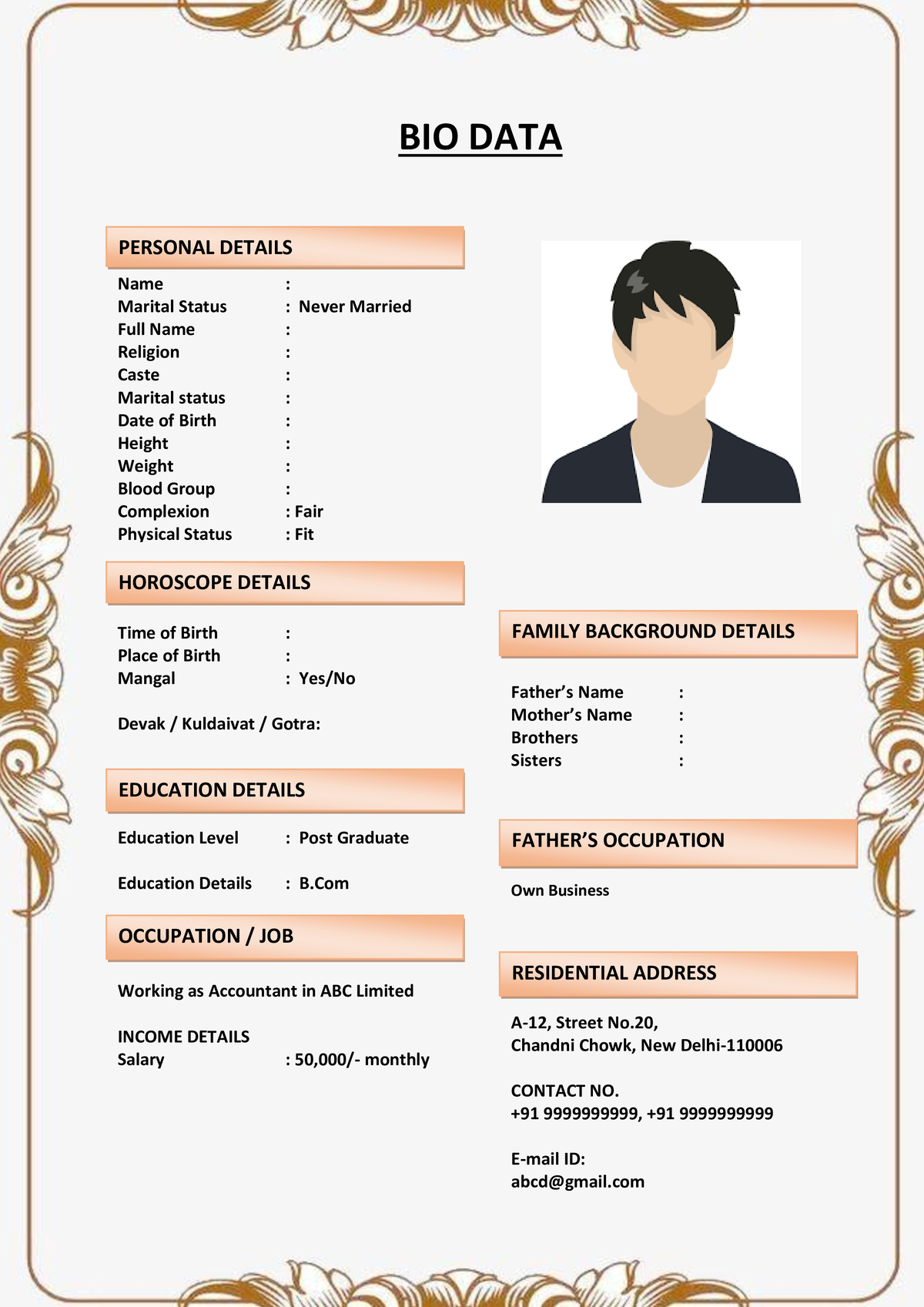 Marriage Biodata with Career Timeline