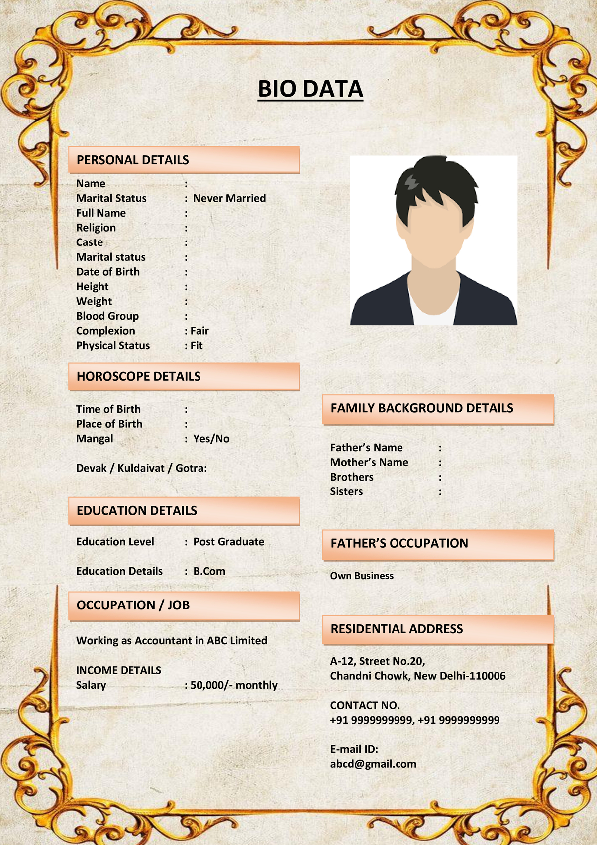 Marriage Biodata with Cultural Introduction