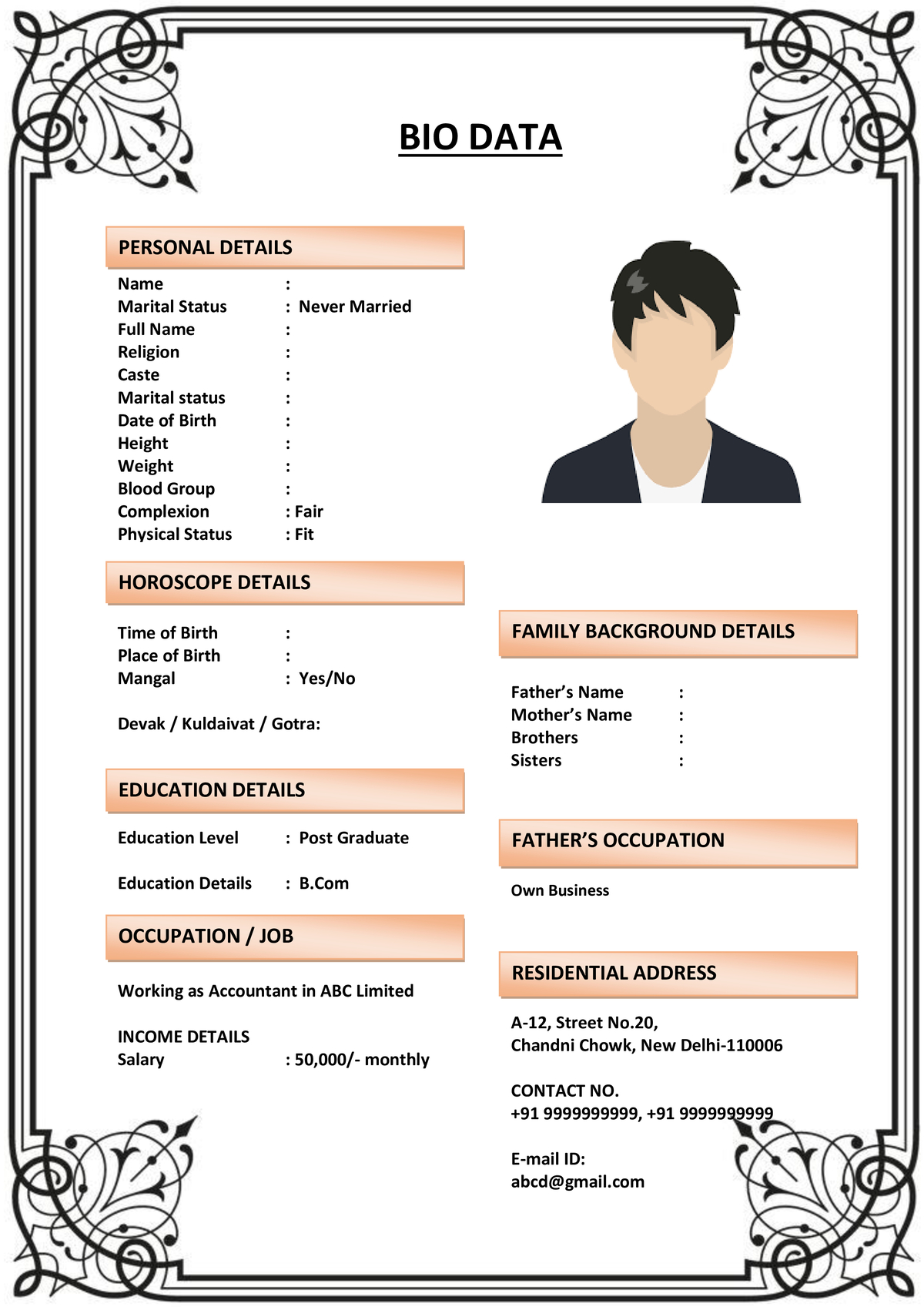 Marriage Biodata with Custom Monogram