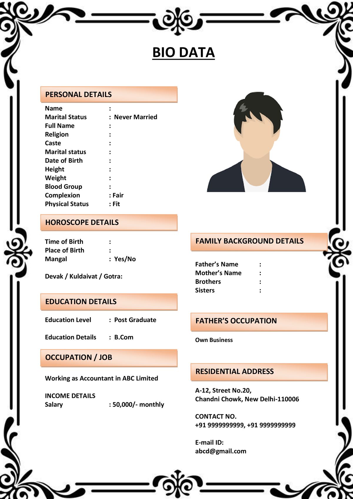 Marriage Biodata with Editable Achievement Badges