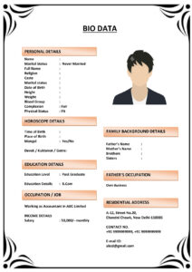 Marriage Biodata with Editable Color Highlights (Download Word .docx)