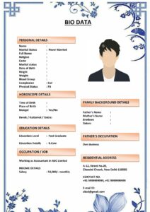 Marriage Biodata with Editable Footer Note (Download Word .docx)