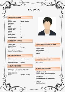 Marriage Biodata with Editable Margins (Download Word .docx)
