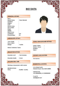 Marriage Biodata with Editable Margins & Padding (Download Word .docx)