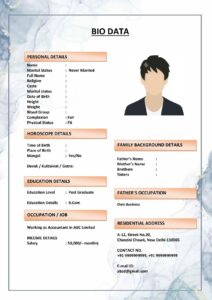 Marriage Biodata with Editable Timeline Design (Download Word .docx)