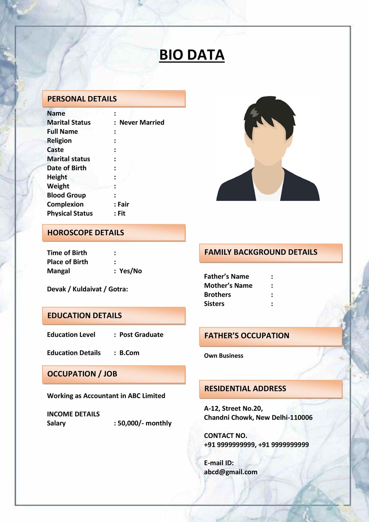 Marriage Biodata with Editable Timeline Design