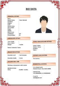Marriage Biodata with Education Timeline (Download Word .docx)