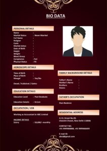 Marriage Biodata with Family Details (Download Word .docx)