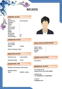 Marriage Biodata with Favorite Quote (Download Word .docx)