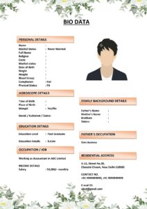 Marriage Biodata with Height and Complexion (Download Word .docx)
