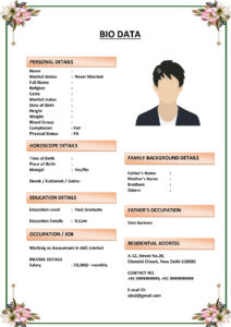 Marriage Biodata with Marital Status Declaration (Download Word .docx)