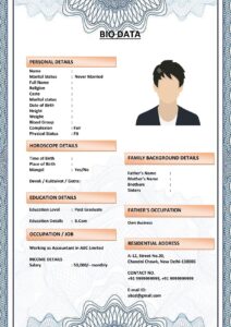 Marriage Biodata with Minimal Design (Download Word .docx)