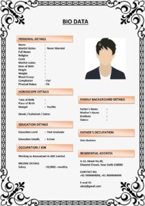 Marriage Biodata with Personal Motto (Download Word .docx)