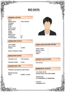 Marriage Biodata with Quote from Parents (Download Word .docx)