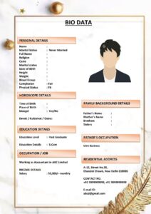 Marriage Biodata with Religious Values (Download Word .docx)