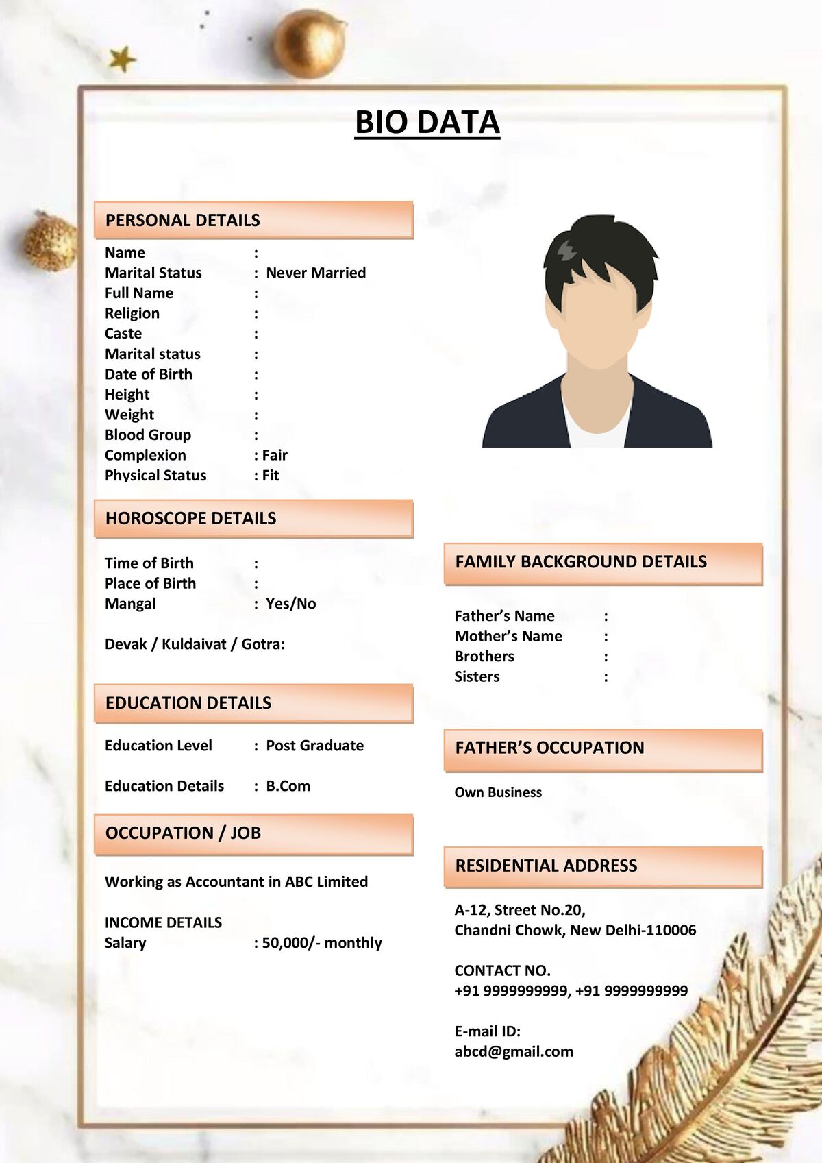 Marriage Biodata with Religious Values