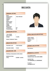 Marriage CV Format with Cover Letter Option (Download Word .docx)