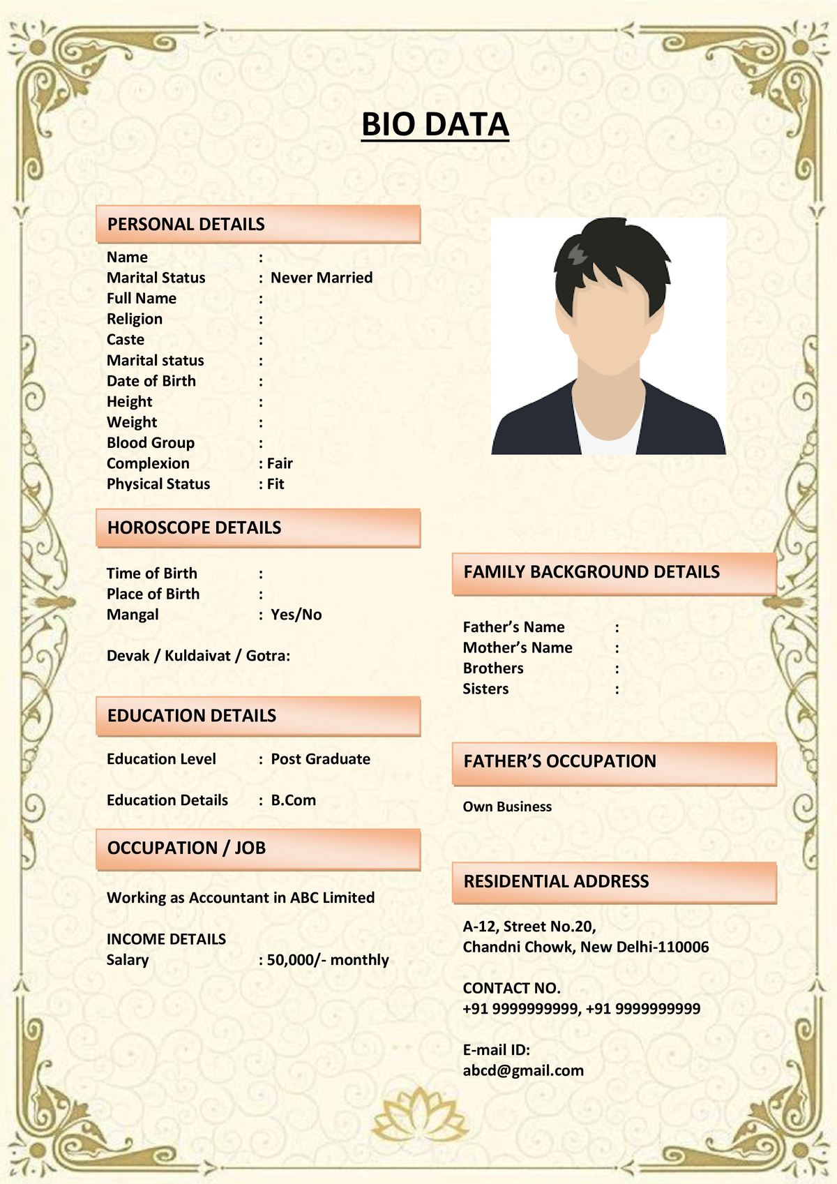 Marriage CV for Academic Professionals