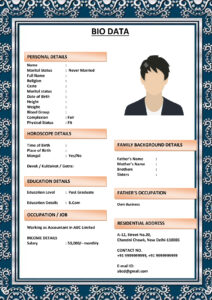 Marriage Resume for Army or Navy Officer (Download Word .docx)