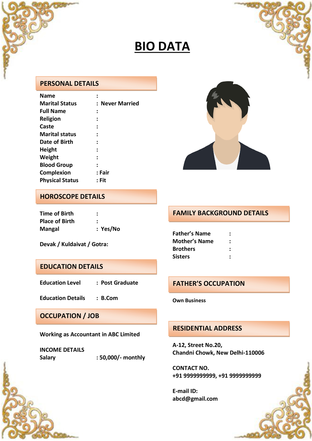 Marriage Resume for Buddhist Families
