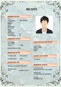Marriage Resume for Businessmen (Download Word .docx)