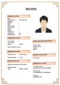 Marriage Resume for Defence Background Family (Download Word .docx)