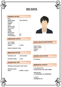 Marriage Resume for Freelancers (Download Word .docx)