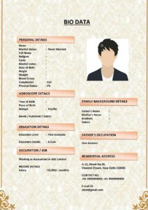 Marriage Resume for Government Employee (Download Word .docx)