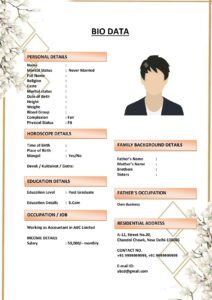Marriage Resume for IT Professionals (Download Word .docx)