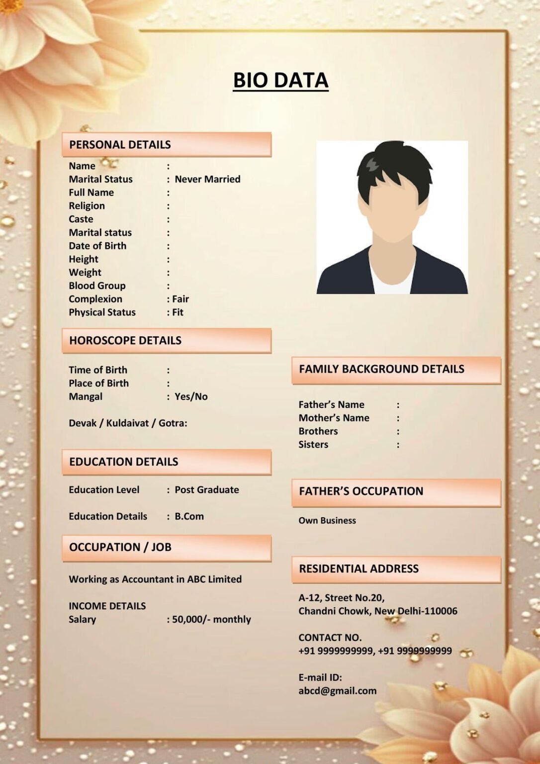 Marriage Resume for Law Professionals (Download Word .docx)