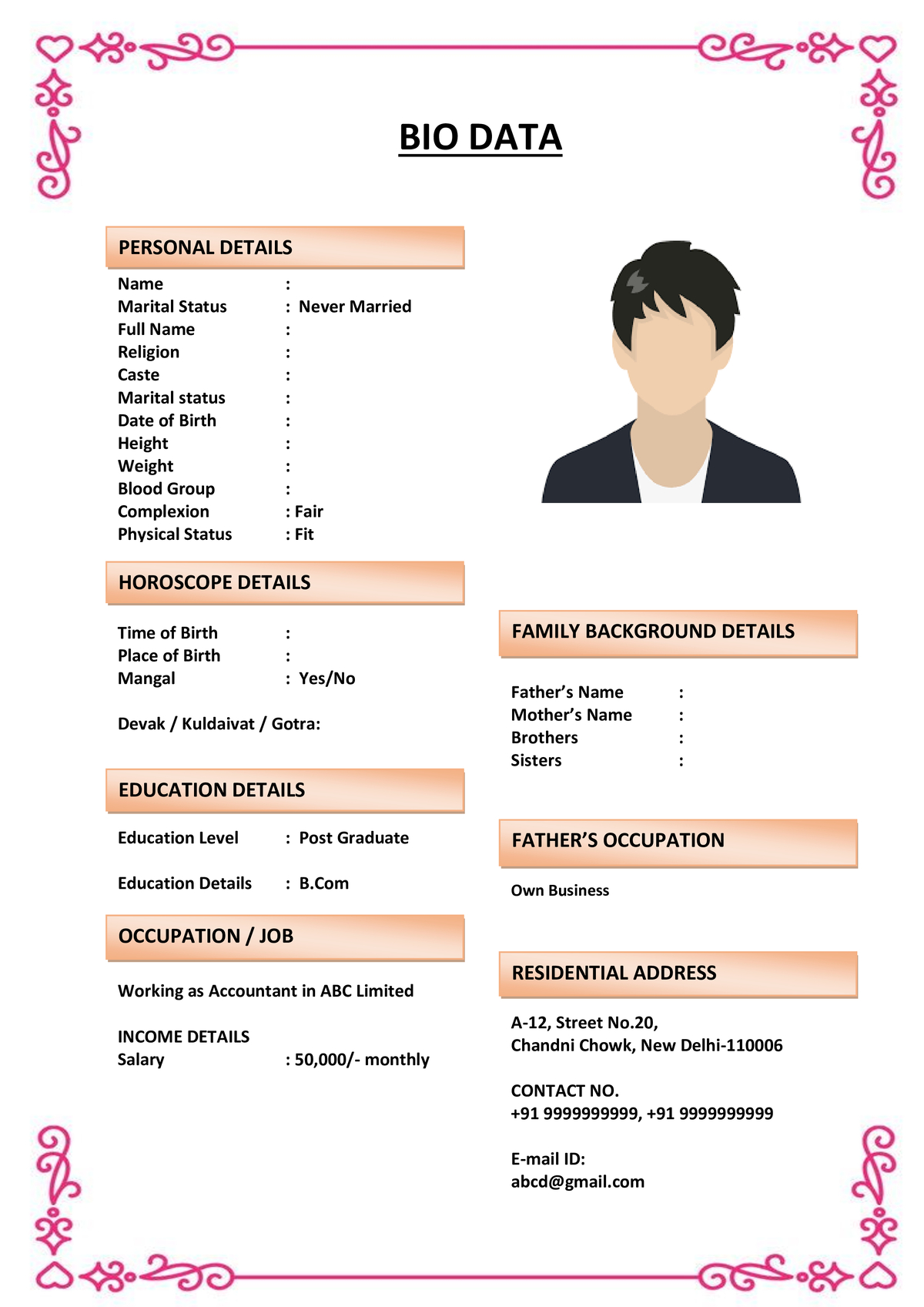 Marriage Resume for MBA Candidates
