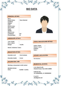 Marriage Resume with Editable Section Boxes (Download Word .docx)