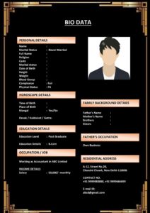 Marriage Resume with Hobbies and Interests (Download Word .docx)