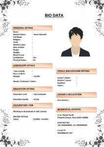 Marriage Resume with Language Proficiency (Download Word .docx)