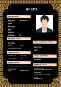 Muslim Marriage Biodata Template in Word (Download Word .docx)