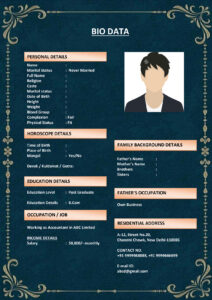 One Page Biodata Format for Wedding (Download Word .docx)
