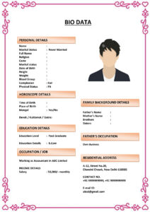 Personalized Marriage Biodata Layout (Download Word .docx)