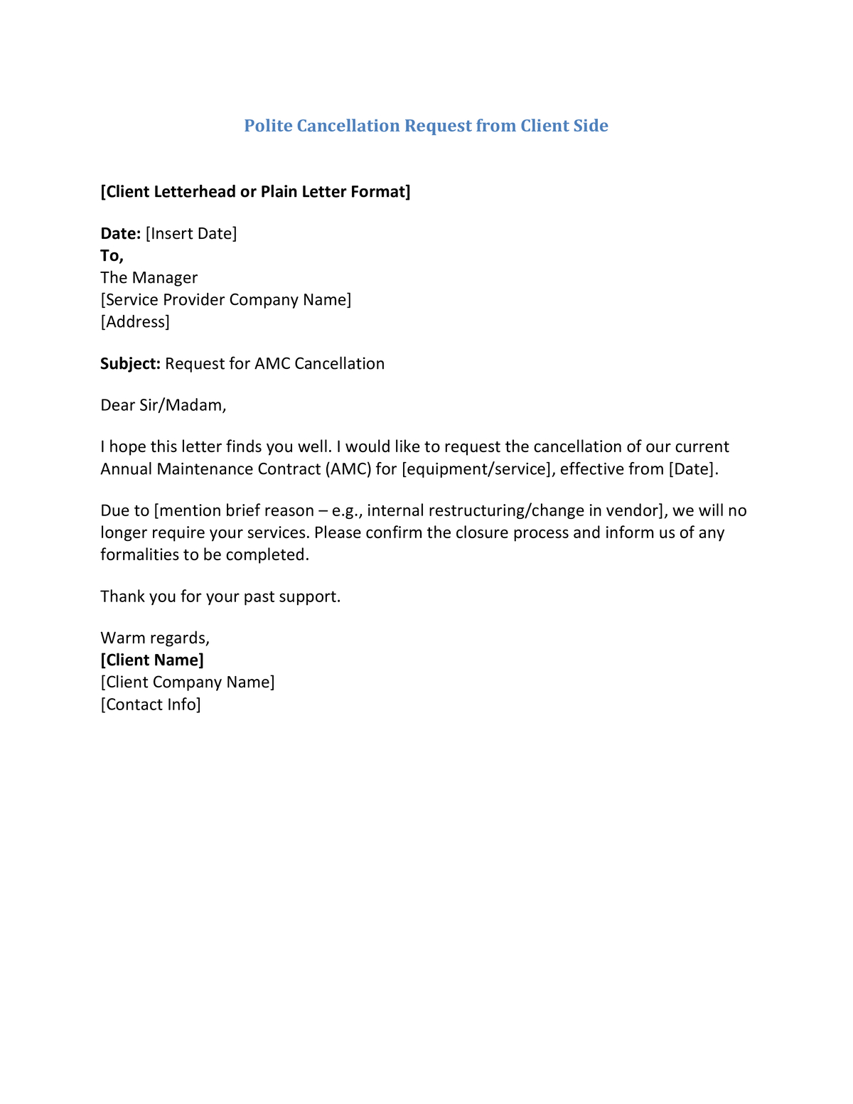 Polite Cancellation Request from Client Side