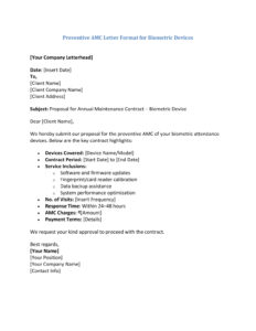 AMC Letter Format for Biometric Attendance System (5 Templates) Download in Word (.docx)