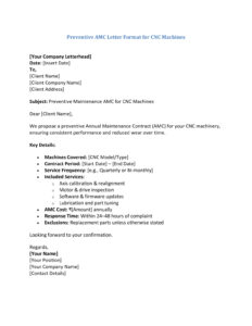 AMC Letter Format for Machine or Industrial Machinery (5 Templates) Download in Word (.docx)