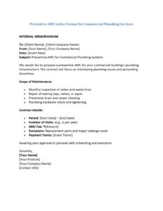 AMC Letter Format for Plumbing Services (5 Templates) Download in Word (.docx)